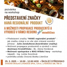 Inspirativní workshop pro výrobce a řemeslníky, 25. 3. od 10:00 Ovocná školka Litenčice